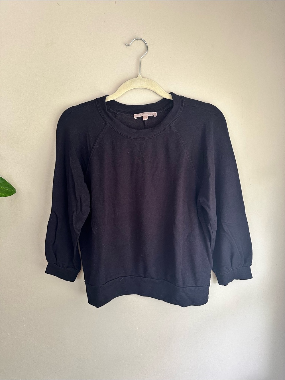 Philosophy Black Crewneck Cozy Sweatshirt Tee with 3/4 sleeves